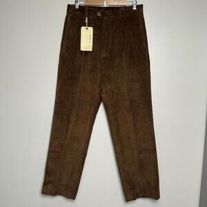 NON STOCK L Corduroy Pants‎ Mens Pleated Casual Trousers Loose Workwear Pant NWT